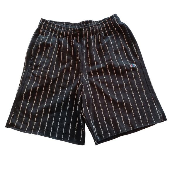 Champion Powerblend Allover Script Logo Sweat Shorts Men’s XL Black 10" Inseam - Picture 1 of 8